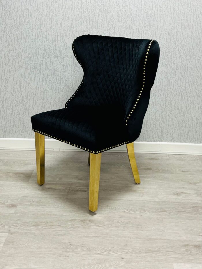 Valentino Black Gold Velvet Chair Set of 2