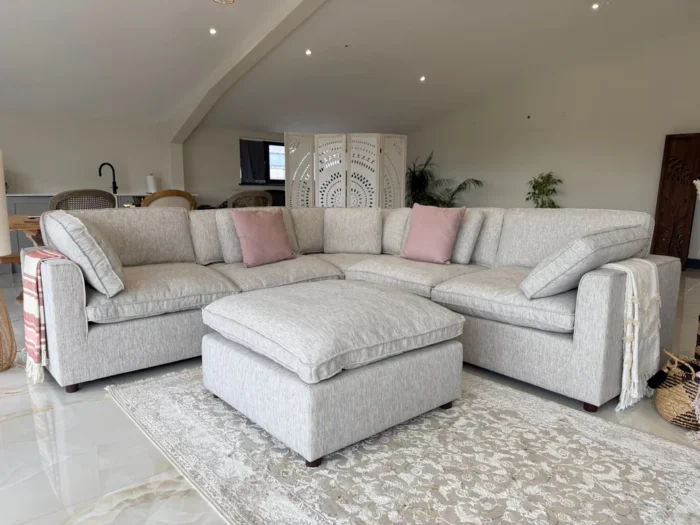 Santorini Sofa Grey Large Corner with Footstool