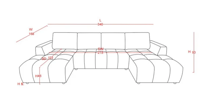 Shanghai Luxury Beige U Shape Corner Sofabed