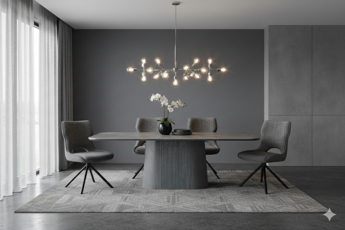 Davos Grey Oval Ceramic Dining Table