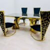 Ravello 180cm Black & Gold Marble Dining Table