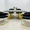 Ravello 180cm Black & Gold Marble Dining Table