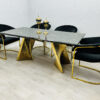 Ravello 180cm Black & Gold Marble Dining Table
