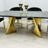 Ravello 180cm Black & Gold Marble Dining Table
