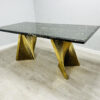 Ravello 180cm Black & Gold Marble Dining Table