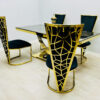 Elina Black and Gold Marble Dining Table 180