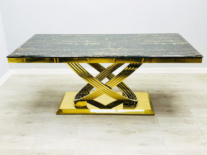 Elina Black and Gold Marble Dining Table 180
