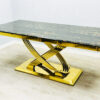 Elina Black and Gold Marble Dining Table 180
