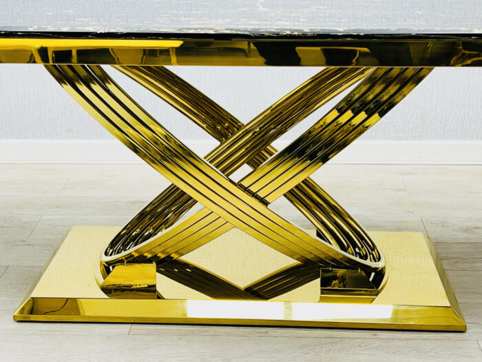 Elina Black and Gold Marble Dining Table 180