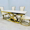 Elina Cream and Gold Marble Dining Table 180