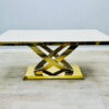 Elina Cream and Gold Marble Dining Table 180