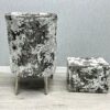 Majestic Silver Crushed Velvet Wing Chair