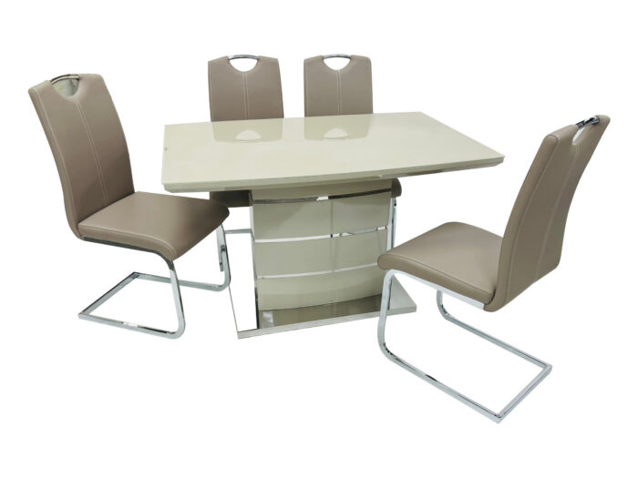 Milan-small-scaled Milan Cappuccino Small Dining Table + 4 Milan Chairs