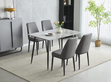 Oxford Ceramic Grey Dining Table 1.2m & 4 Chairs