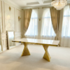 Ravello 180cm Cream & Gold Marble Dining Table