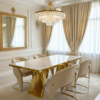 Ravello 180cm Cream & Gold Marble Dining Table