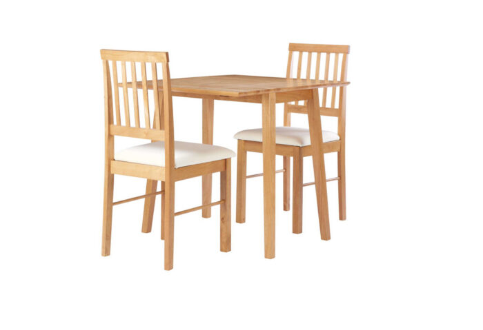 DROP LEAF DINING SET OAK COLOUR FINISH
