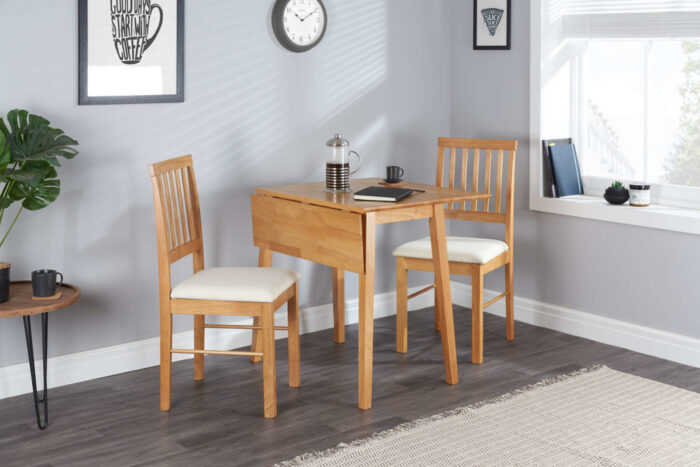 DROP LEAF DINING SET OAK COLOUR FINISH