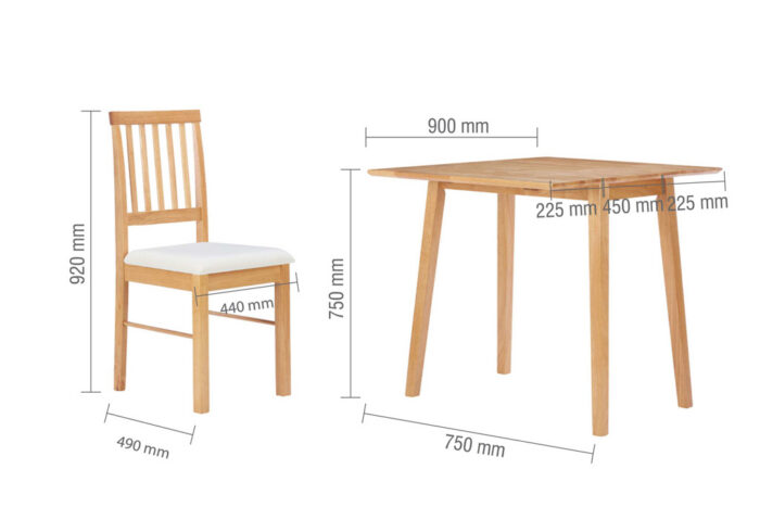 DROP LEAF DINING SET OAK COLOUR FINISH
