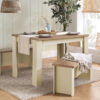 HIGHGATE DINING TABLE AND BENCH SET CREAM & OAK EFFECT