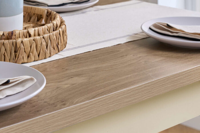 HIGHGATE DINING TABLE AND BENCH SET CREAM & OAK EFFECT