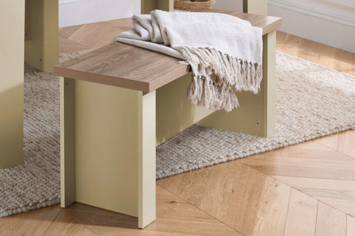 HIGHGATE DINING TABLE AND BENCH SET CREAM & OAK EFFECT