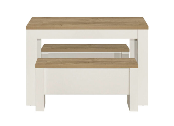 HIGHGATE DINING TABLE AND BENCH SET CREAM & OAK EFFECT