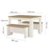 HIGHGATE DINING TABLE AND BENCH SET CREAM & OAK EFFECT