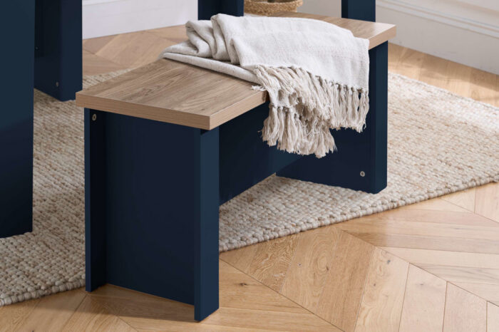HIGHGATE DINING TABLE AND BENCH SET NAVY BLUE & OAK EFFECT