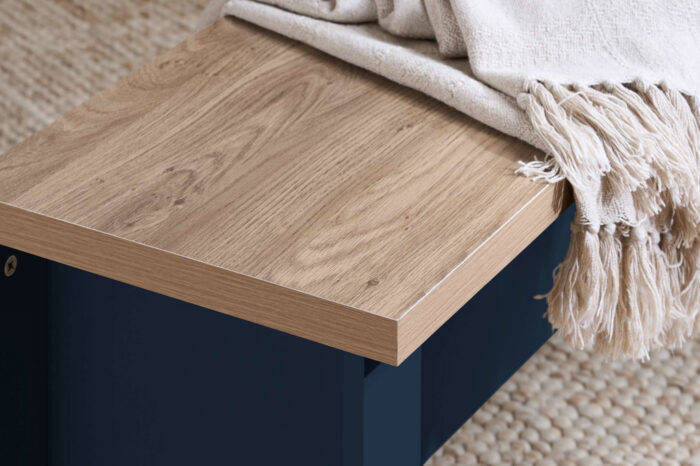 HIGHGATE DINING TABLE AND BENCH SET NAVY BLUE & OAK EFFECT