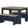 HIGHGATE DINING TABLE AND BENCH SET NAVY BLUE & OAK EFFECT