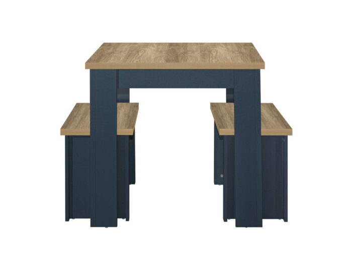 HIGHGATE DINING TABLE AND BENCH SET NAVY BLUE & OAK EFFECT