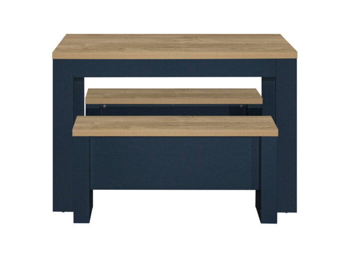 HIGHGATE DINING TABLE AND BENCH SET NAVY BLUE & OAK EFFECT